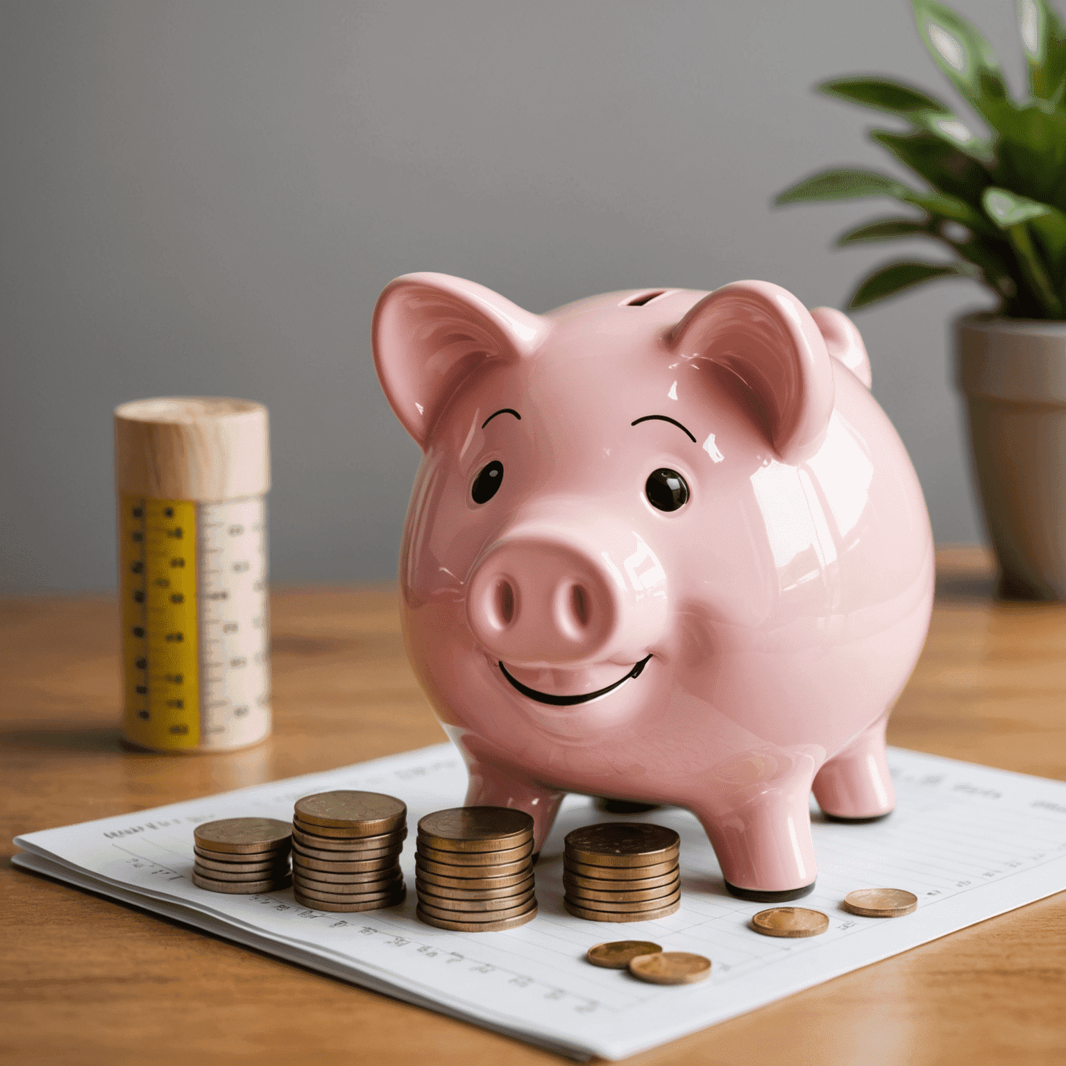 A piggy bank with coins and a growth chart, symbolizing the basics of investing and financial growth for beginners